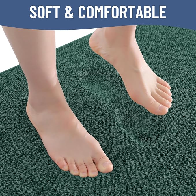 Smiry Memory Foam Toilet Rugs U Shaped 24x24, Extra Soft Bath Mat | Green Quick Dry, Machine Washable Bath Mats for Bathroom, Shower, Tub and Home Decor Accessories
