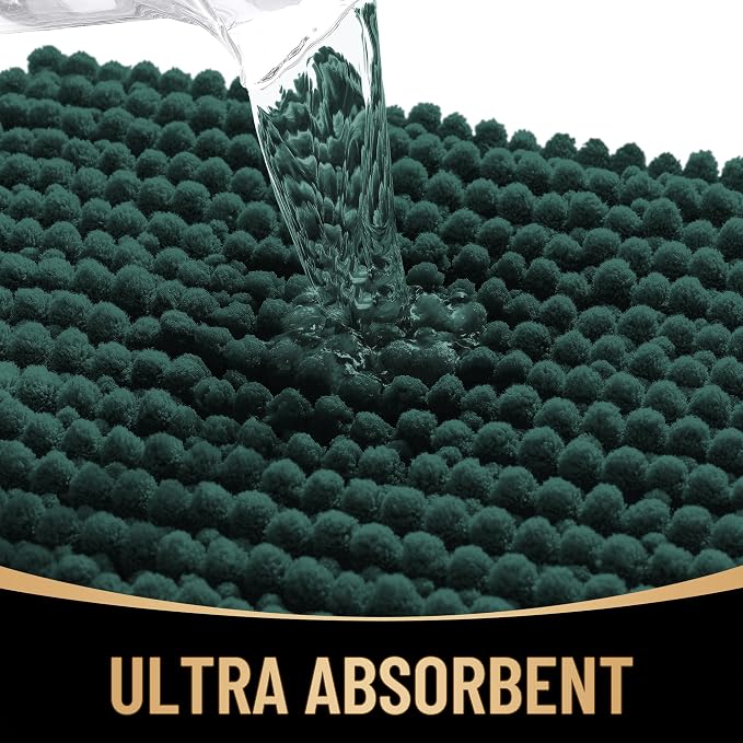 OLANLY Thick Chenille Large Bathroom Rugs Mats 70x46, Blackish Green | Soft Absorbent Bath Rugs, Rubber Backing, Machine Wash Dry, Bath Mats for Bathroom, Tub and Shower, Home Decor Accessories