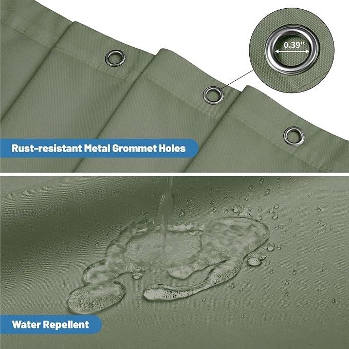 1 Pack Water-Repellent Fabric Shower Curtain Liner, 72x72 SageGreen | 100% polyester, 3 Magnets, Rustproof Grommets&Weighted Hem, quick-dry,machine washable, hotel quality for Standard bathroom