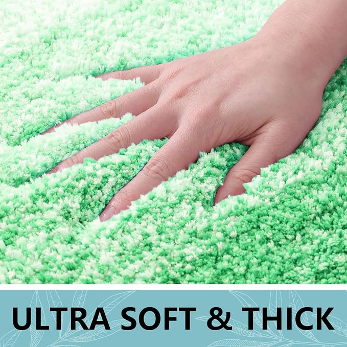Arotive Microfiber Bathroom Rugs, Shaggy Soft Absorbent Bath Rug, 36x24 | Green, Rubber Backing Thick Plush Machine Washable Dry Bath Mats for Bathroom, Tub and Shower, Rectangular