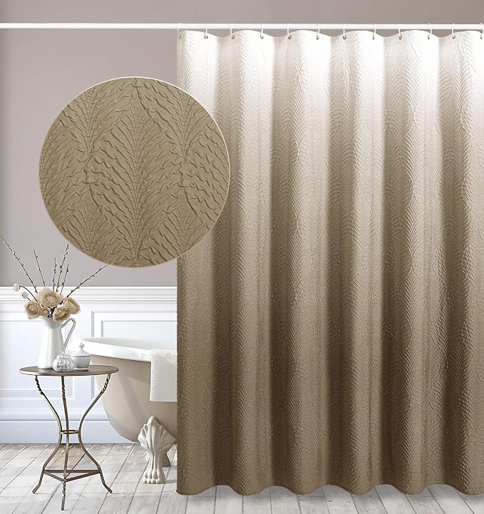 Ombre Brown Shower Curtain for Bathroom, Farmhouse Bath Curtain 72x72