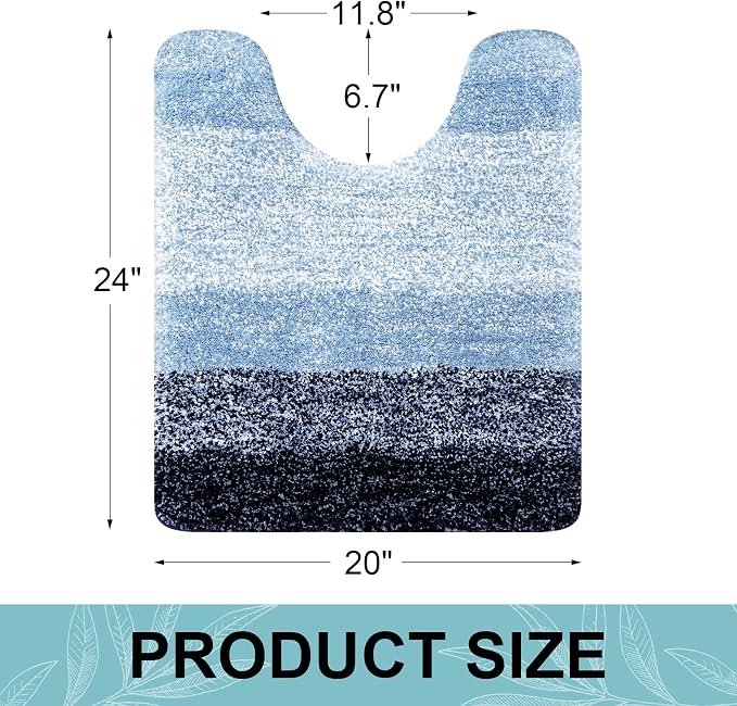 Arotive Microfiber Bathroom Rugs, Soft Absorbent Contour Toilet Rugs, 24x20 | Blue, Rubber Backing Thick Plush Machine Washable Dry Bath Mats for Toilet Base, U-Shape
