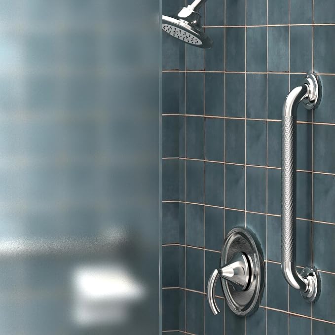 1-1/4" Knurled Grab Bar, ADA Compliant Bath Safety Shower Handrail, Bathroom Mobility Aid Handle for Seniors and Disabled, Heavy Duty 500lbs Support