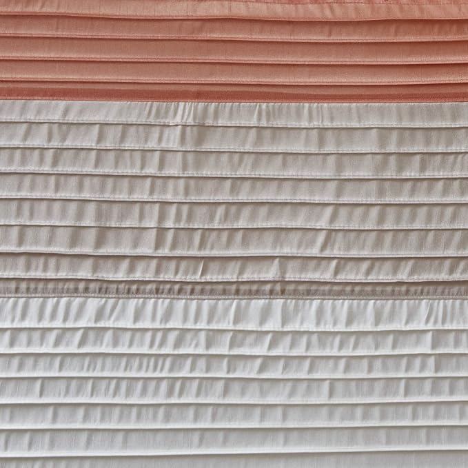 Madison Park 72 x 84 Extra Long Bathroom Shower Curtain Faux Silk Navy | Modern Classic, Light Sheen, Pieced, Striped, Microfiber, Machine Washable, OEKO-TEX Certified, Amherst