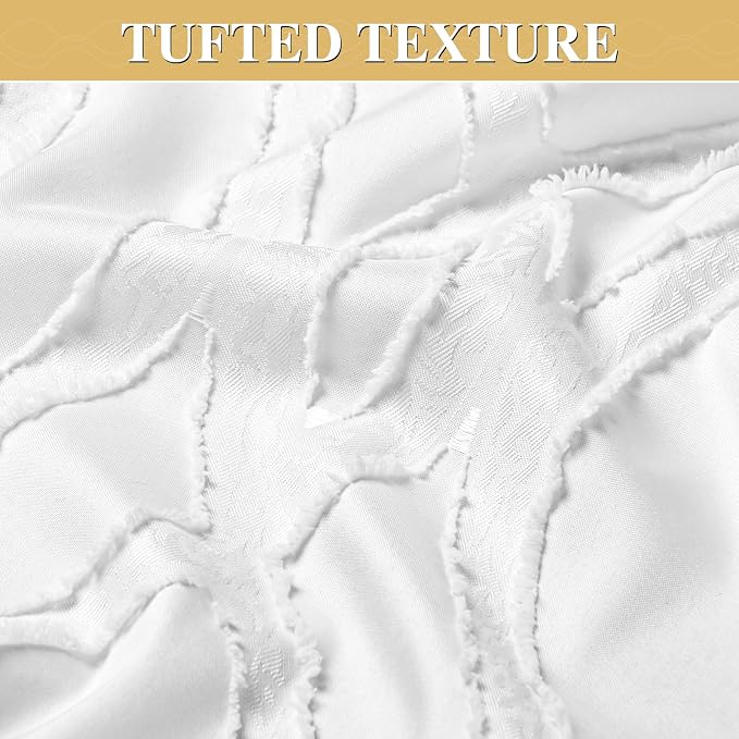 Yinhua No Hook Shower Curtain with Snap in Liner Set, 71" W×86" L, White | Hotel Style, See Through Top Window, Washable Waterproof, Tufted, Extra Long Hookless Curtain for Bathroom Bathtub