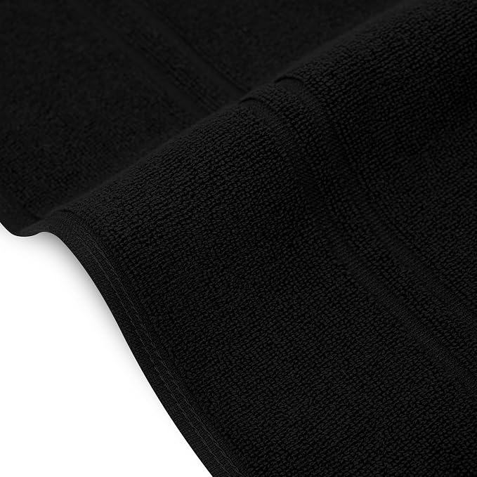 2 Piece Bath Mats 20 x 32 Inches, Black | 100% Cotton Terry Bath Mats, Super Absorbent, Hotel Quality Premium Floor Towels, Luxurious, Soft & Quick Dry