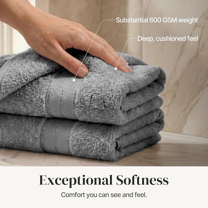 Modern Threads 4-Pack SpunLoft Bath Sheet, 35x66, Charcoal