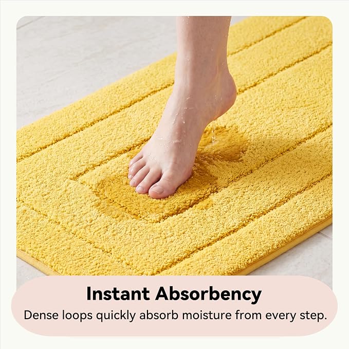 GRANNY SAYS Yellow Bathroom Rug 32" x 20", Non-Slip Microfiber Bath Mat | Ultra-soft, durable TPR backing for reliable grip, fast water absorption, machine washable for Vanity, Shower, Tub