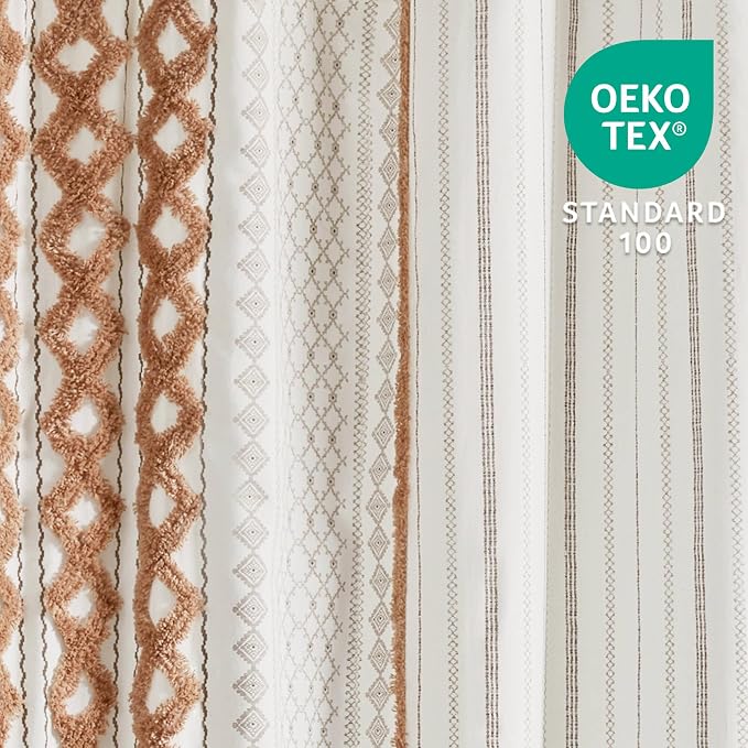 INK+IVY 100% Cotton Tufted Shower Curtain for Bathroom, Rose Clay, 72 x 72 | Machine Washable, Boho Tufted Chenille Modern Home Bathroom Decor, Bathtub Privacy Screen, OEKO-TEX Certified