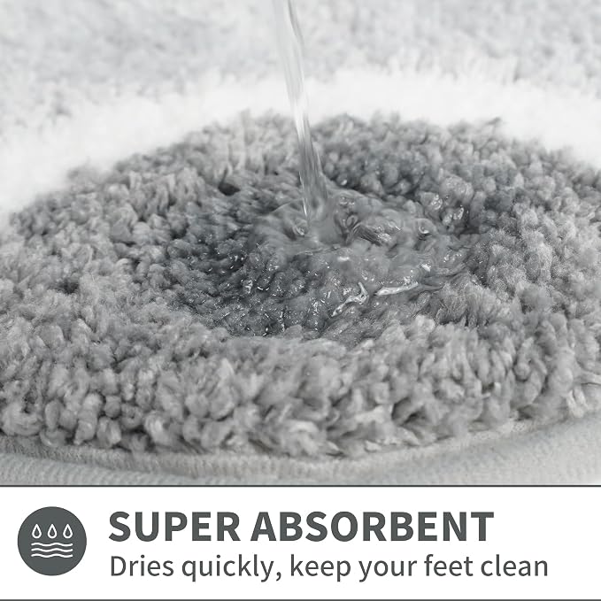 Scalloped Grey Bathroom Rugs Mat,Non Slip Absorbent Quick Dry Bath Mats for Shower Room,Plush Microfiber Bath Mats for Bathroom Floor Washable Carpet for Shower Tub Sink Bedroom,20"x32"