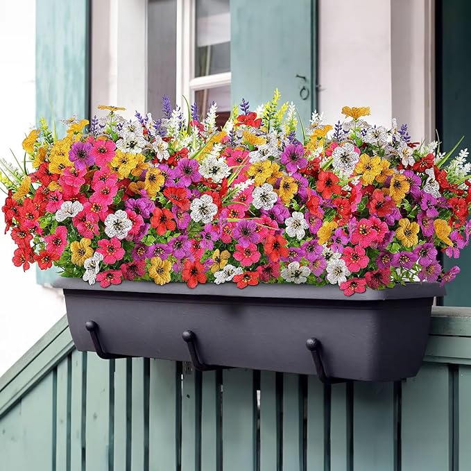 AGIRL Artificial Flowers Outdoor UV Resistant Fake Plant Garden Patio Decor | 12 Bundles,No Fade Plastic Faux Flowers for Hanging Planters front porch yard Indoor Outside,grave decorations for cemetery