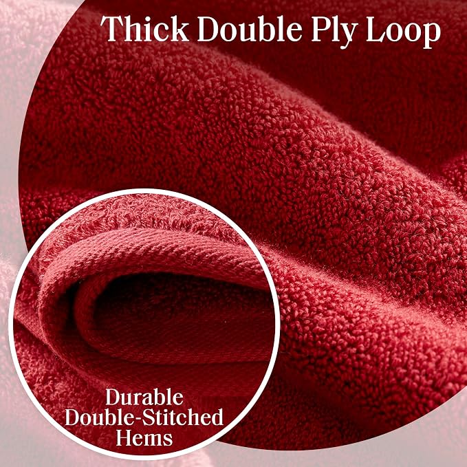 Madison Park 800GSM 100% Cotton Bathroom Bath Towel Set of 8, Bright Red | Long Staple, Highly Absorbent, Durable Hotel Spa Quality, Quick Dry, Double Stitched Hems, Lint Reducing, OEKO-TEX Certified