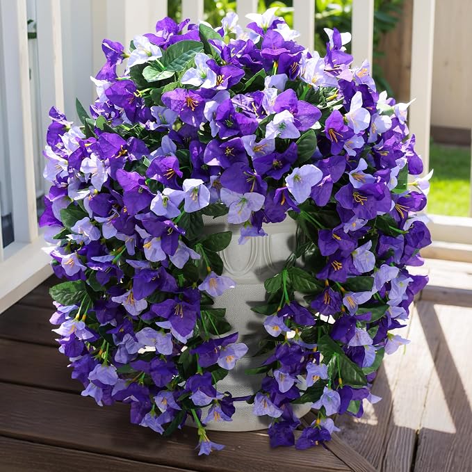 Faux Bougainvillea Artificial Flowers Plants for Outdoor Outside Decoration, 2pcs Fake Flowers Silk Long Trailing Vines UV Resistant Realistic Faux Flowers for Front Door Porch Planter Urn Yard, Mix