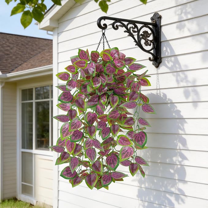 Fake Plants Artificial Hanging Plants for Outdoors Outside Decor, 2 PCS Faux Coleus Artificial Greenery Plants UV Resistant Look Real Long Trailing Vines for Front Door Porch Planter Urn Patio Indoor