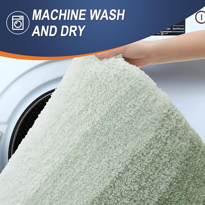 OLANLY Large Bathroom Rugs 50x30, Extra Soft Absorbent Microfiber Bath Rugs | Sage Green, Non-Slip Quick-Drying Rubber Backing, Washable Plush Bath Mat for Floor, Tub and Shower, Home Decor Accessories