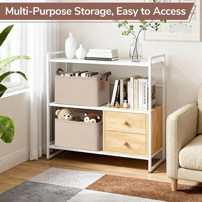 CHICVITA 4 Pack Large Shelf Storage Baskets with Metal Frame, Brown | 16.8 × 11 × 9.8 in, Reinforced Handles, Collapsible Design, Closet Organization, Towels, Blankets & Linens Storage