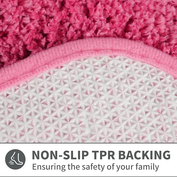 Cute Scalloped Rose Pink Bathroom Rugs Mat,Non Slip Absorbent Quick Dry Bath Mats for Shower Room,Microfiber Bath Mats for Bathroom Floor Washable Carpet for Shower Tub Sink Bedroom,17"x47"