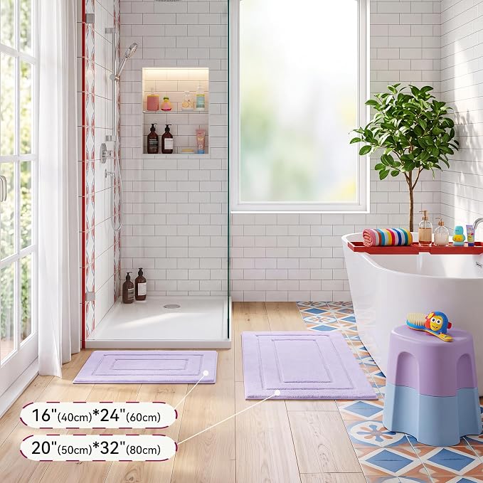 GRANNY SAYS Lavender Bathroom Rug 16" x 24", Non-Slip Microfiber Bath Mat | Ultra-soft, with durable TPR backing for reliable grip, fast water absorption, machine washable for small bathroom spaces