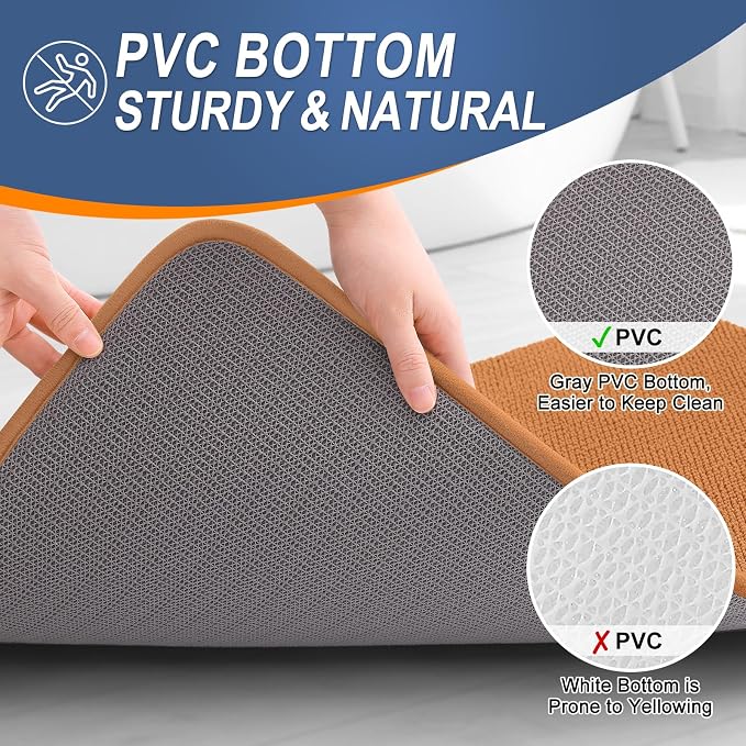 OLANLY Thick Memory Foam Bathroom Rugs 30x20, Soft Absorbent Bath Mat, Clay | Quick Dry Bath Rugs, Non-Slip Carpet, Machine Washable Mats for Bathroom Floor, Tub and Shower, Home Decor Accessories