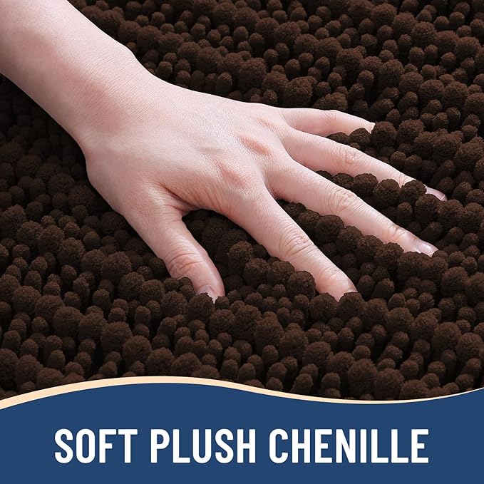 Arotive Bathroom Rugs Mat 60x24, Soft Absorbent Chenille Shaggy Bath Mat | Brown, Machine Wash Dry, Bath Rugs for Bathroom Floor, Tub and Shower, Home Decor Accessories