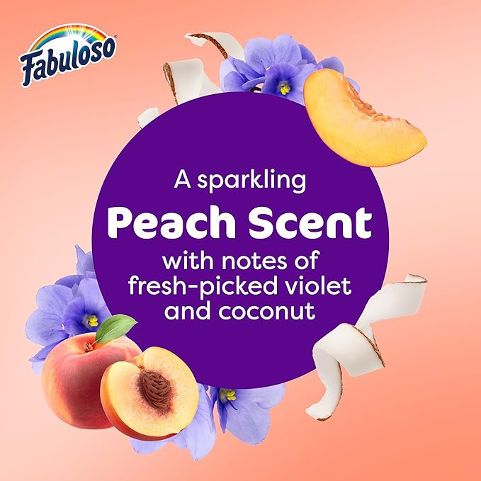 Fabuloso 2X Multi-Purpose Cleaner, No Rinse Floor Cleaner, Long-Lasting Freshness, Peach Scent, 56 fl oz