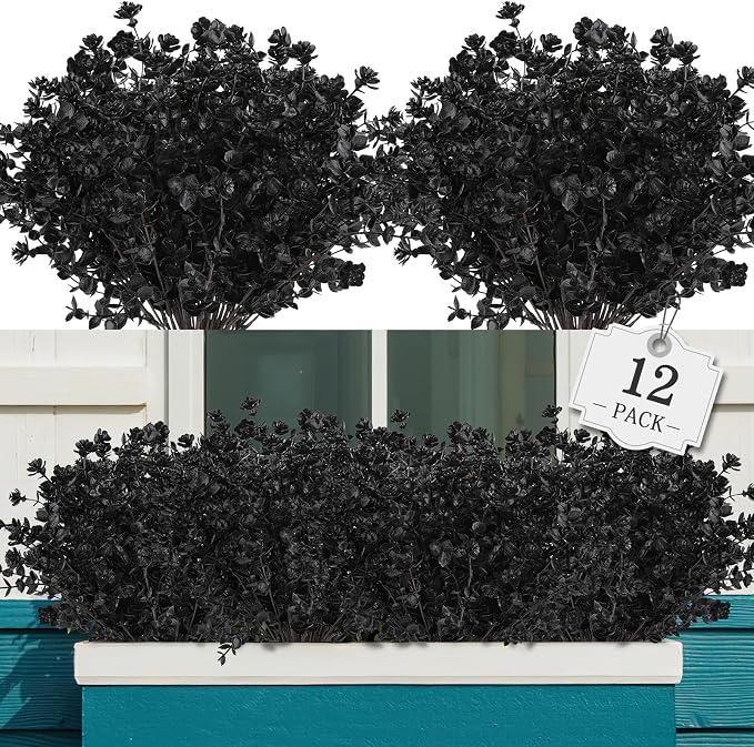 AGIRL Artificial Fall Flowers Fake Mums Outdoor,Faux Plant Porch Decor Home | 12 Bundles,No Fade Autumn Plastic Flowers for Thanksgiving Decoration,Hanging Planters Outside Pottery Barn Garden Patio