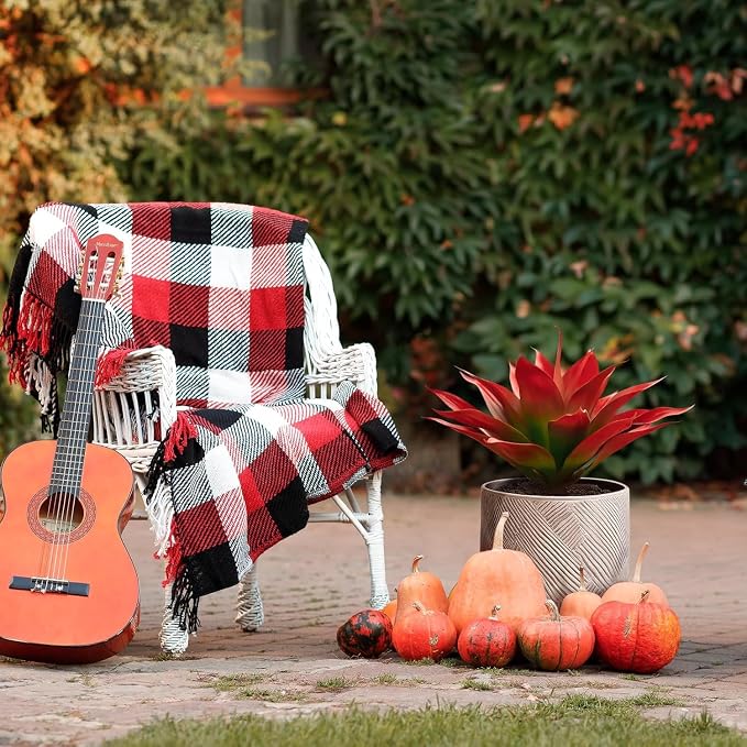 Velener Fall Fake Agave Artificial Plant, Red Fake Succulents Plant for Room Decor, Unpotted Faux Agave Stems Plant for Outdoor/Indoor Decor, 22 inches, Set of 2