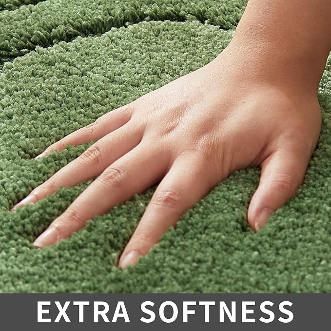 COSY HOMEER Non-Slip Bath Mat Extra Thick Absorbent Plush Washable | 17"x27" Green Non-Slip Extra Thick Plush Absorbent Machine Washable Bath Mat Bathroom Rug Floor Tub Shower