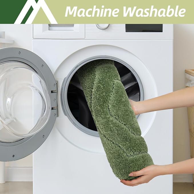 COSY HOMEER Non-Slip Bath Mat Extra Thick Absorbent Plush Washable | 24"x70" Green Non-Slip Extra Thick Plush Absorbent Machine Washable Bath Mat Bathroom Rug Floor Tub Shower