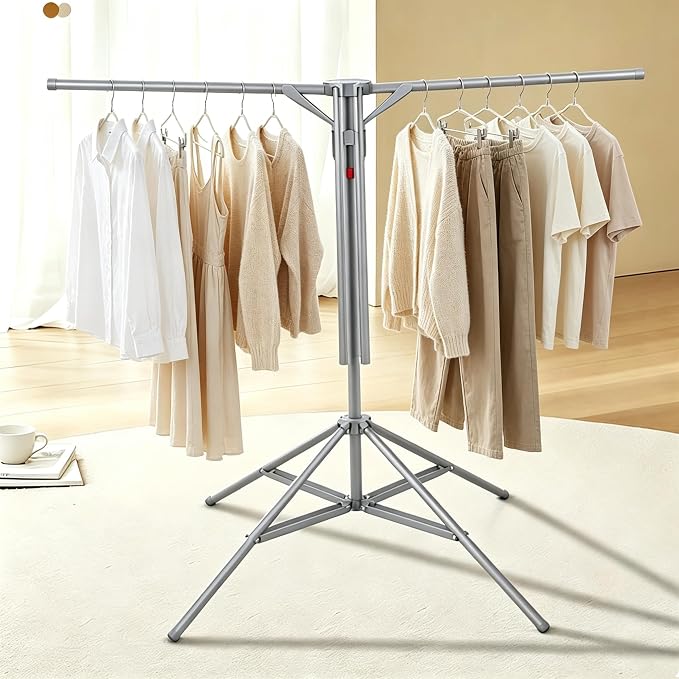 Laundry Rack Clothes Drying Rack Outdoor Portable Foldable Collapsible Hanging Dry Rack, Grey