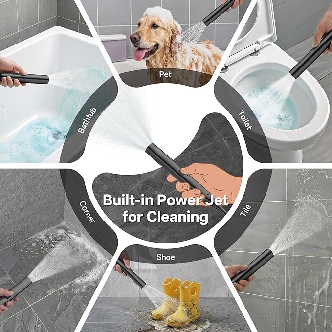 Veken All Metal 10" Luxurious Rain Shower Head with Handheld Spray,Square | Best Dual High Pressure Shower Heads Combo,Double Detachable Showerhead, Adjustable Rainfall,Bathroom Accessories,Matte Black