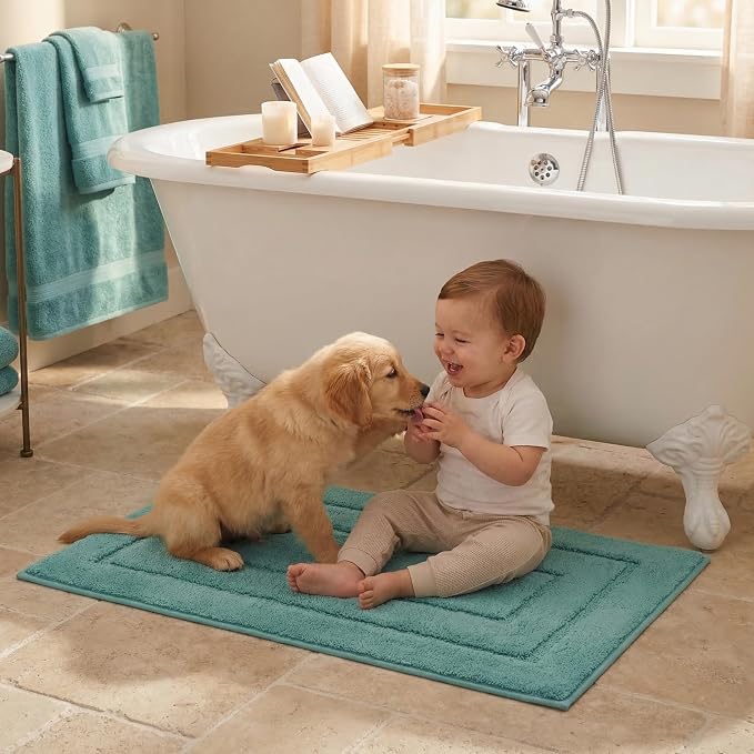 GRANNY SAYS Sage Green Bathroom Rug 24" x 36", Non-Slip Bath Mat | Ultra-soft, durable TPR backing for reliable grip, fast water absorption, machine washable for Vanity, Shower, Tub