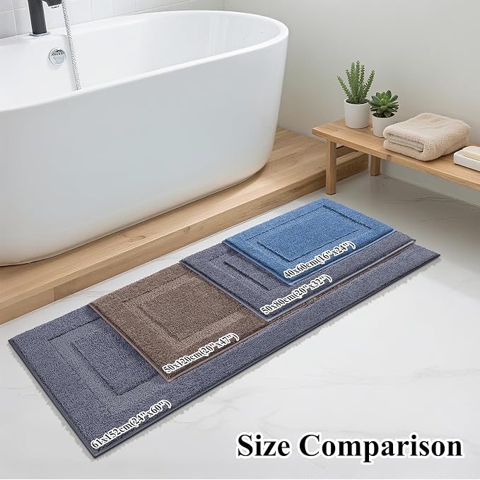 SHACOS Soft Microfiber Coffee Bathroom Rugs Sets 2 Pieces 32x20 inch | Absorbent Plush Bath Rugs, Non Slip Washable Shaggy Bath Mats, Fluffy Bathroom Runner Floor Mats Shower Rug
