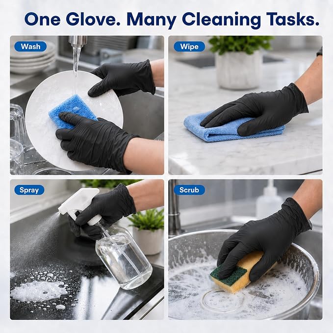 ForPro Disposable Vinyl Gloves, Industrial Grade, Powder & Latex Free, Non-Sterile, Food Safe, 2.75 Mil Palm, 3.9 Mil Fingers