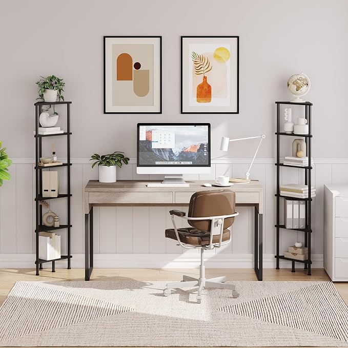 HOOBRO Corner Shelf Stand, Industrial 6-Tier Corner Bookshelf with Metal Frame, Bookcase, Plant Display Stand for Small Spaces, Living Room, Black BK36CJ01