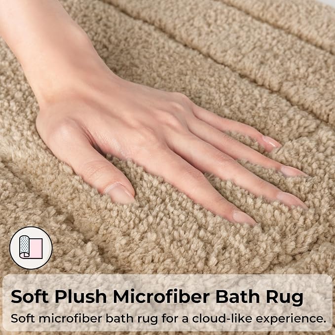 GRANNY SAYS Khaki Bathroom Rug 24" x 43", Non-Slip Microfiber Bath Mat | Ultra-soft, durable TPR backing for reliable grip, fast water absorption, machine washable for Vanity, Shower, Tub