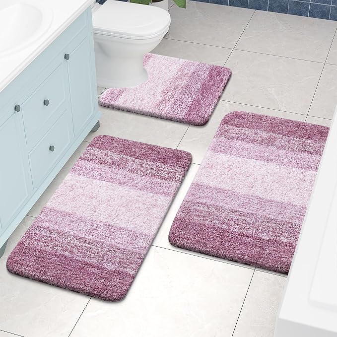 Arotive Microfiber Bathroom Rugs, Shaggy Soft Absorbent Bath Rug, 47x24 | Purple, Rubber Backing Thick Plush Machine Washable Dry Bath Mats for Bathroom, Tub and Shower, Rectangular