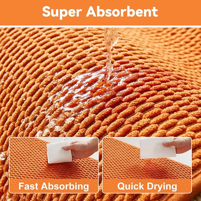 Triohero Bathroom Runner Rug, Long Bath Mat Washable Thin Quick Dry Low Pile Bathroom Runner Rugs 24 x 60 Non Slip, Orange 24"x60"