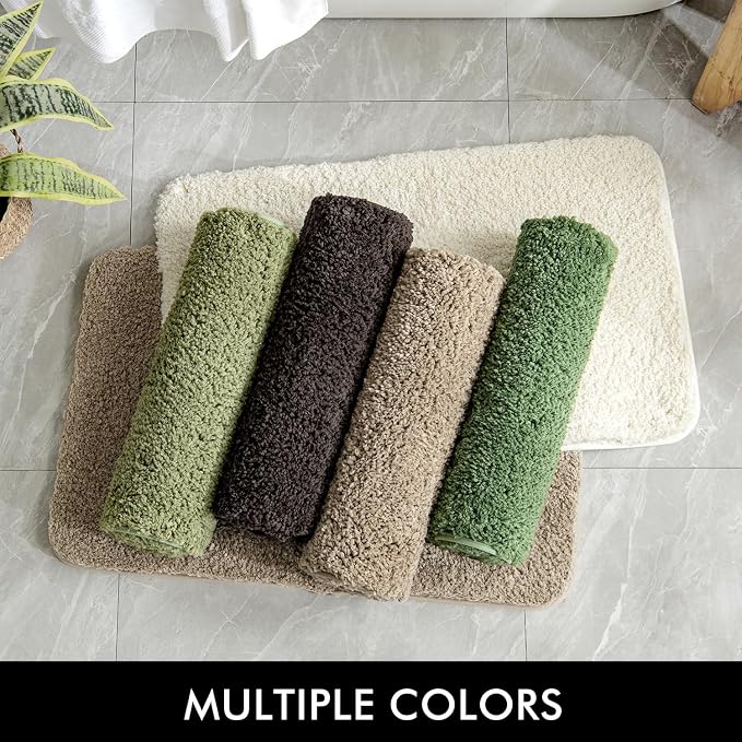 MIULEE Moss Green Large Bathroom Rugs Soft Microfiber Bath Mat 24x36 Inch | Absorbent, Non Slip, Quick Dry, Fluffy Bath Rugs for Bathroom Floor Tub Showers, Machine Washable