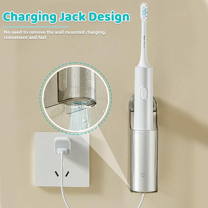 3 Pack Electric Toothbrush Holders for Bathroom, Wall Mounted Clear Electric Toothbrush Organizer, Self Adhesive Bathrooms Toothbrush Storage for Shower, Saving Space and Keep Drying (Grey)