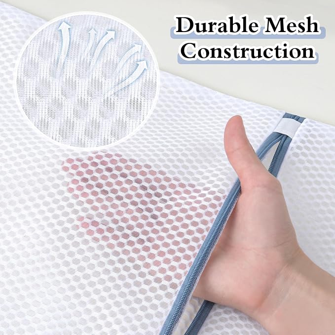 Heavy-Duty Honeycomb Mesh Laundry Bags, 5-Pack (3×12x16" + 2×16x20"), Delicates Protector for Lingerie & Baby Clothes
