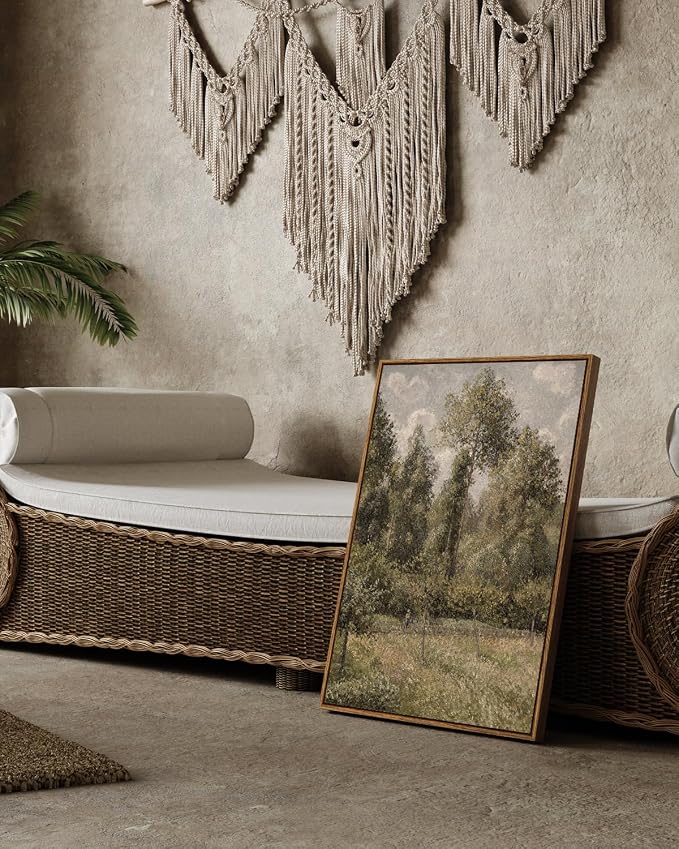 InSimSea Framed Canvas Prints Art Vintage Decor, Bushes Poplars Nature Landscape Paintings, Large Prints, Farmhouse Decor, Classical Wall Decorations for Bedroom Living Room Bathroom, 20"x30"