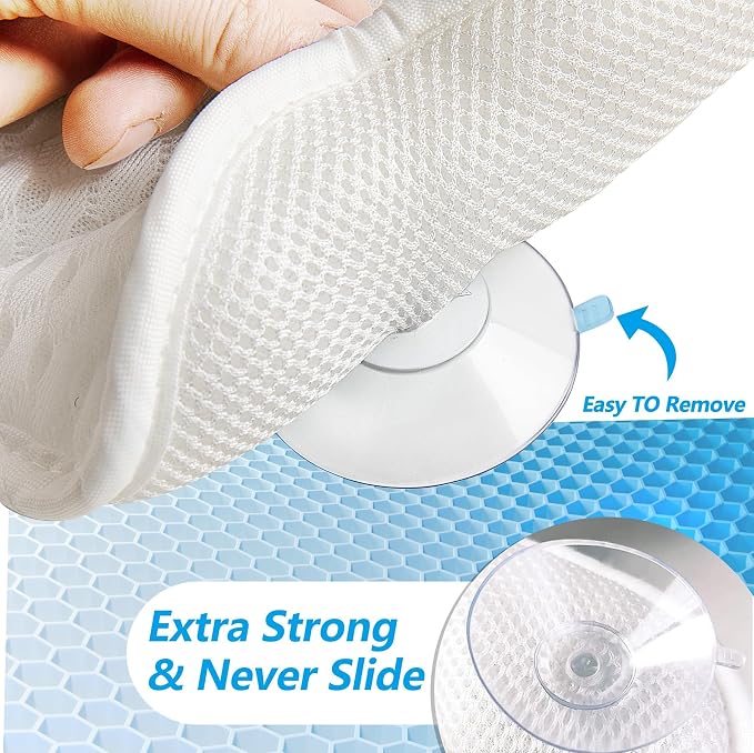 Bath Pillow for Tub, Luxury Bathtub Pillows with Head, Neck and Back Support, Bath Tub Pillow with Soft 4D Breathable Air Mesh Fabric and Non-Slip Suction Cups, Relaxing Bath Tub Accessories, White
