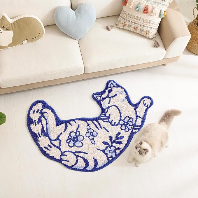 TRUEDAYS Cute Cat Bath Mat, Funny Bathroom Rugs for Cat Lovers | Cute Bathroom Decor, Soft Absorbent, Quick Dry, Machine Washable, Non Slip Bath Rugs for Bathroom Kitchen Bedroom