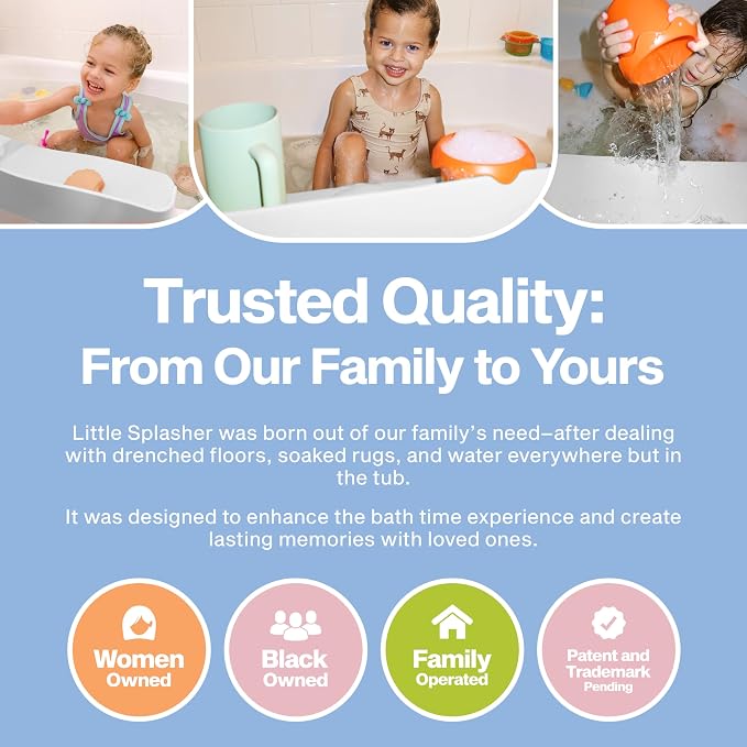 Original PlayPad, Bathtub Splash Guard Play Shelf - Toy Tray Caddy Holder Storage - Suction Cups Attach to Bath Tub - No Mess Water Spill in Bathroom for Toddlers Kids Baby (White)