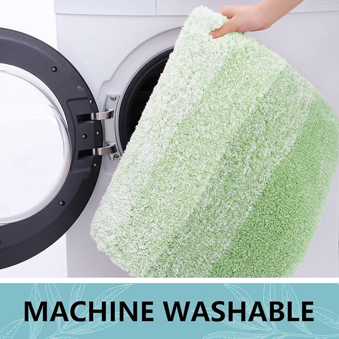 Arotive Microfiber Bathroom Rugs, Shaggy Soft Absorbent Bath Rug, 54x24 | SageGreen, Rubber Backing Thick Plush Machine Washable Dry Bath Mats for Bathroom, Tub and Shower, Rectangular
