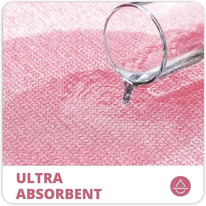 Bosap Bathroom Rugs Set 2 Pieces,Thin Bathroom Mats,Toilet Rugs,Quick Dry,Non-Slip,Machine Washable,Low Pile,Absorbent Bath Mats,Shower,Sink,Home Decor Accessories.Pink,1'5"x2'3"+1'8"x2" U Shape