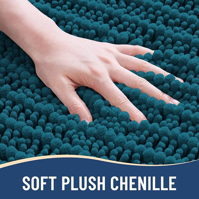 Arotive Bathroom Rugs Mat 40x24, Soft Absorbent Chenille Shaggy Bath Mat | Peacock Blue, Machine Wash Dry, Bath Rugs for Bathroom Floor, Tub and Shower, Home Decor Accessories