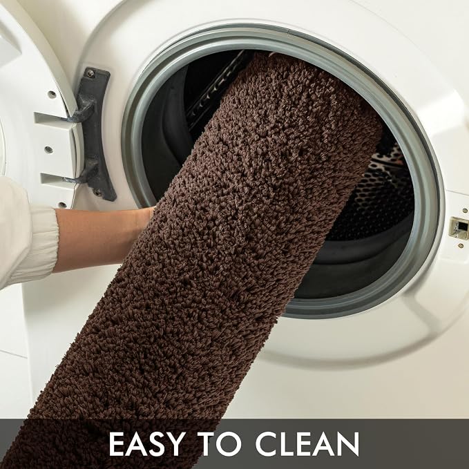 MIULEE Brown Bathroom Runner Rugs Soft Microfiber Bath Mat 24x44 Inch | Absorbent, Non Slip, Quick Dry, Fluffy Bath Rugs for Bathroom Floor Tub Showers, Machine Washable