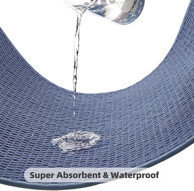 TYUU Large Bathroom Rugs Non Slip Washable Bath Rugs Super Absorbent Bathroom Rug Thin Quick Dry Low Pile Bath Mats, Denim Blue 36"x60"